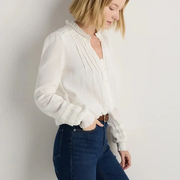 Quince Organic Cotton Peasant Blouse L - Picture 3 of 14